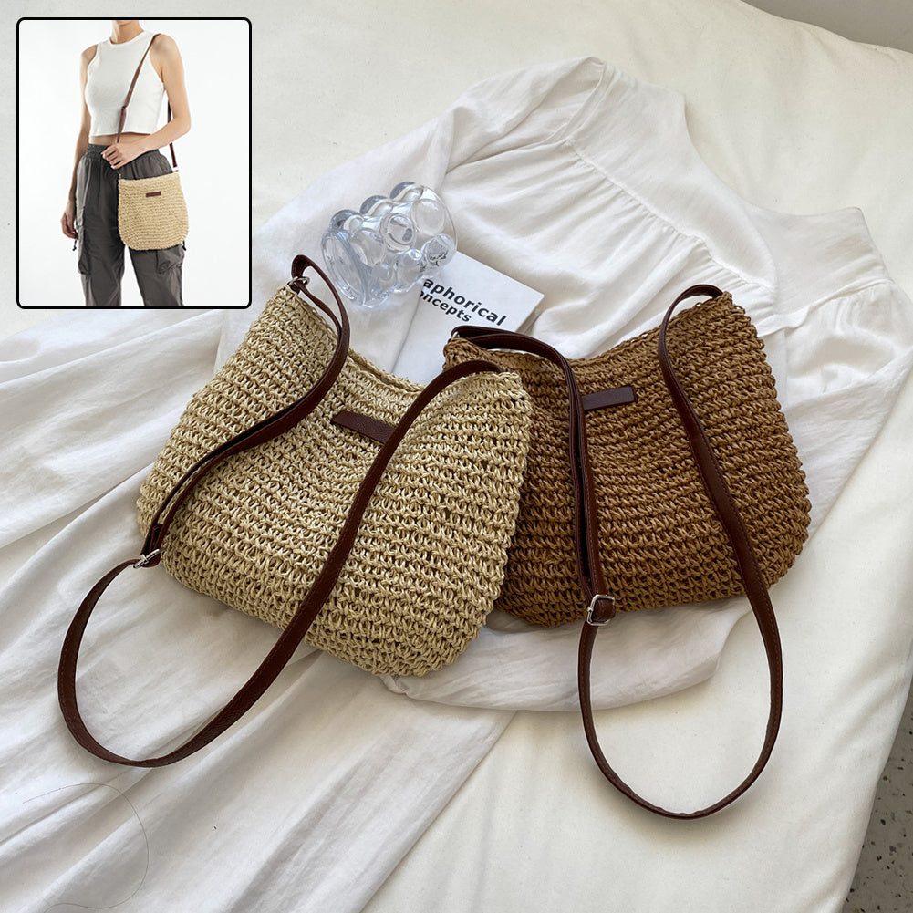 Woven Rattan Shoulder Bag – Boho Chic Summer Crossbody