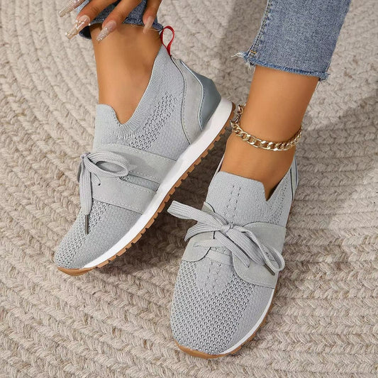 Women's Lightweight Knit Slip-On Sneakers with Laces