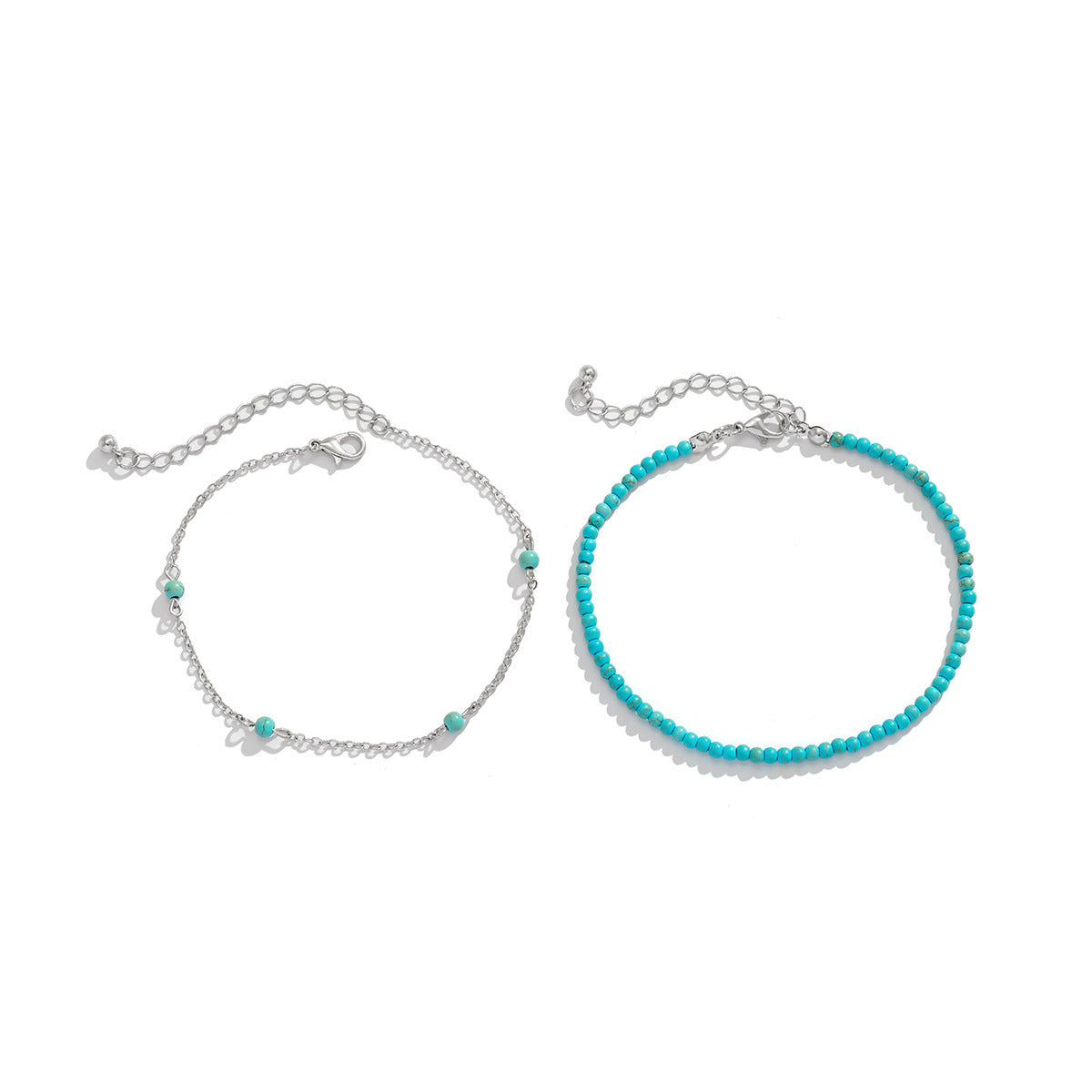 Ocean Vibes Multi-Layered Beaded Anklet Set