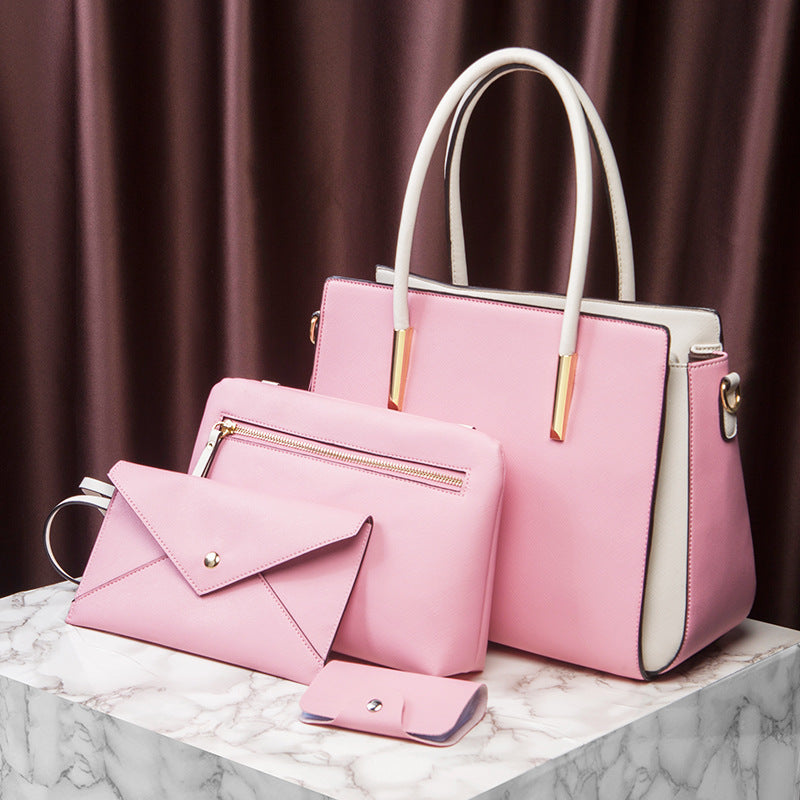 4-Piece Elegant Handbag Set – Structured Tote with Matching Accessories