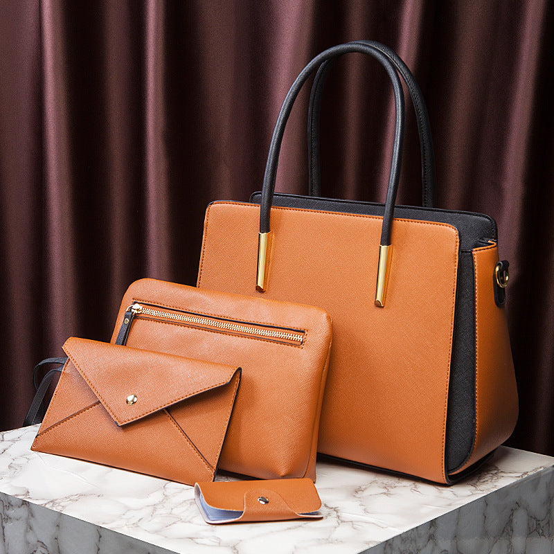 4-Piece Elegant Handbag Set – Structured Tote with Matching Accessories