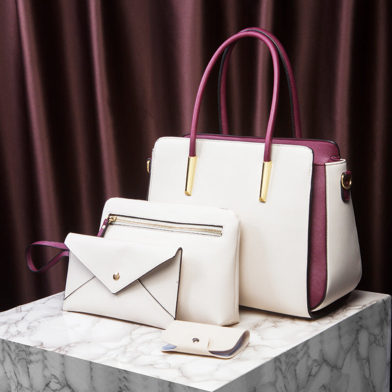 4-Piece Elegant Handbag Set – Structured Tote with Matching Accessories