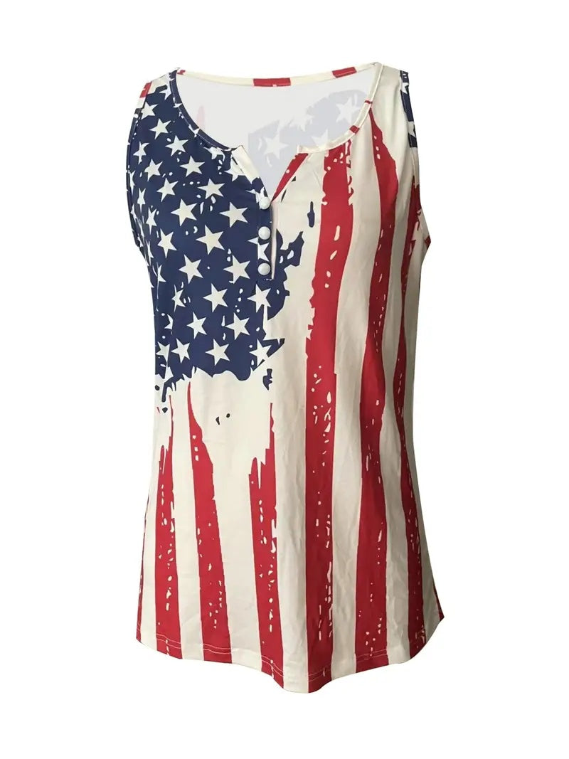 Patriotic USA Flag Tank Top – Women's Sleeveless Summer Tee