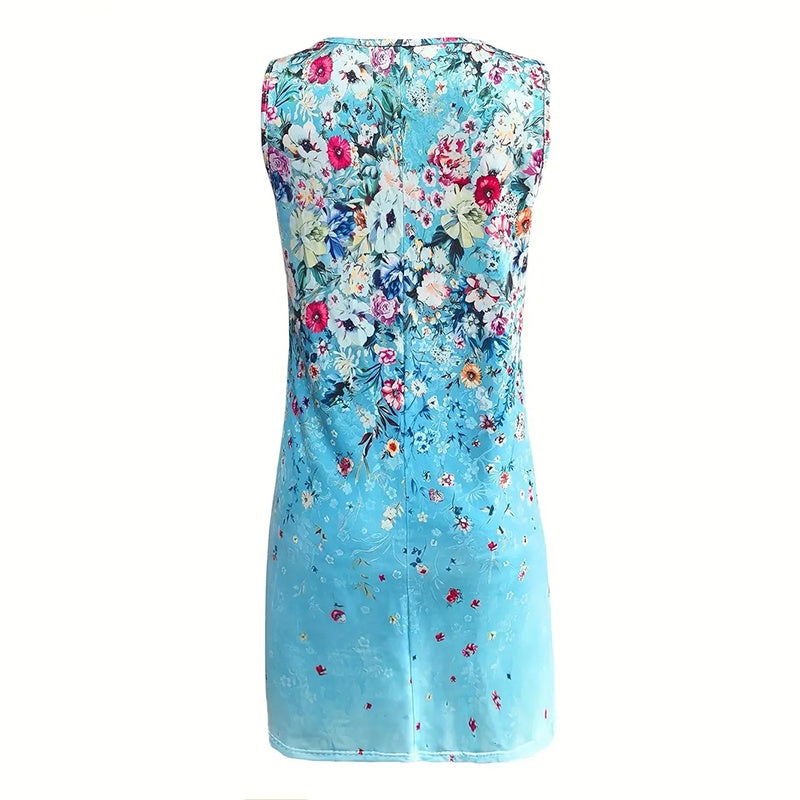 Floral Bliss Sleeveless Summer Dress – Casual A-Line Sundress