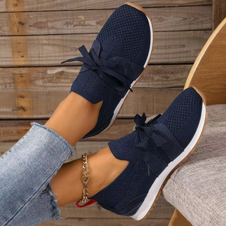 Women's Lightweight Knit Slip-On Sneakers with Laces