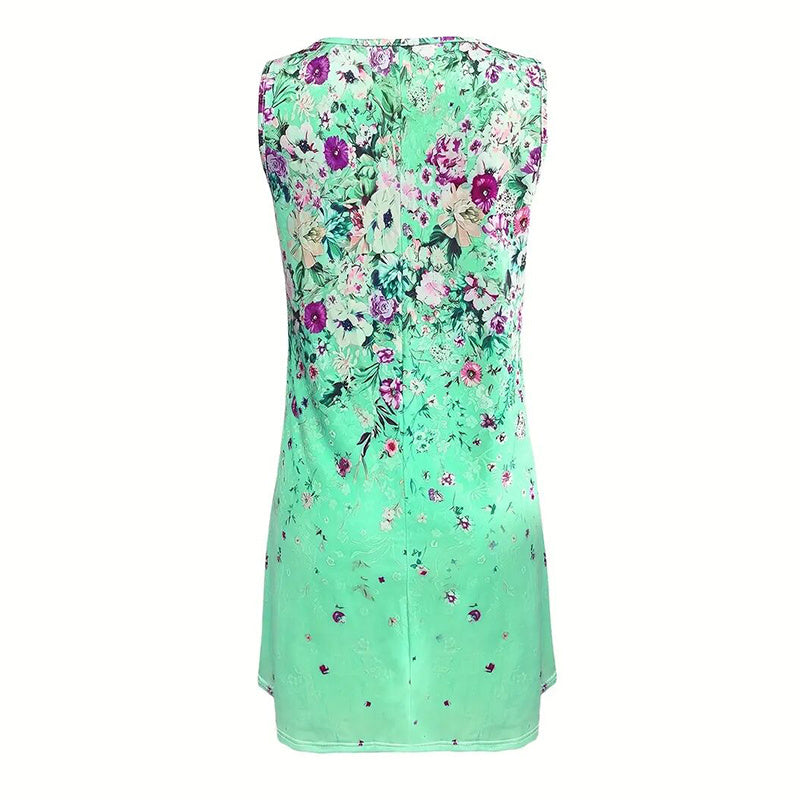 Floral Bliss Sleeveless Summer Dress – Casual A-Line Sundress